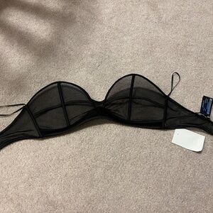 Zara Small black mesh strapless bralette NWT